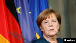 Канцлер Германии Ангела Меркель во время совместной пресс-конференции с президентом Украины Петром Порошенко